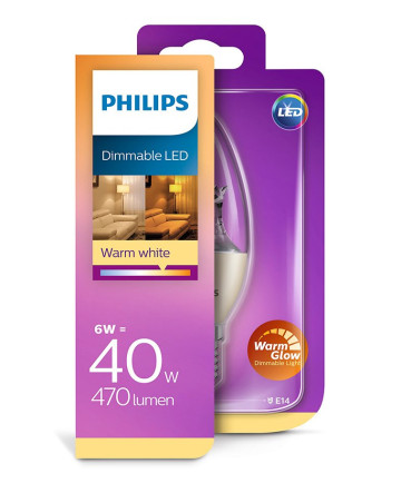 E14 - Philips LED Pære 6W - 470lm (Lyskilder)