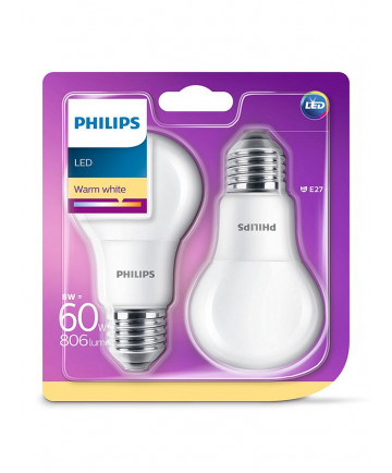E27 - Philips LED Pære 8W - 806lm 2-pak (Lyskilder)