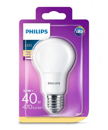 E27 - Philips LED Pære 5.5W - 470lm (Lyskilder)