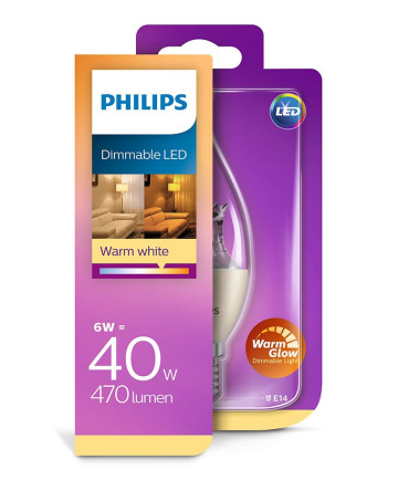 E14 - Philips LED Pære 6W - 470lm (Lyskilder)
