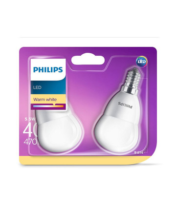 E14 - Philips LED Pære 5.5W - 470lm 2-pak (Lyskilder)