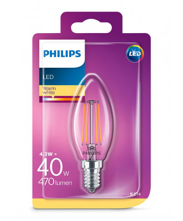 E14 - Philips LED Pære 4.3W - 470lm (Lyskilder)