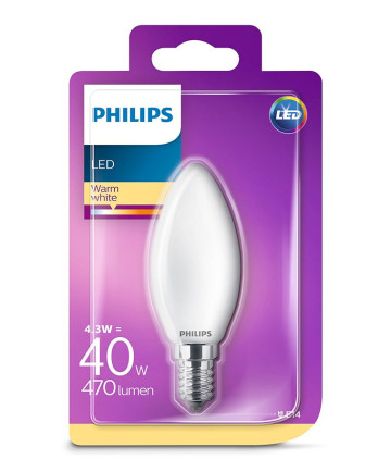 E14 - Philips LED Pære 4.3W - 470lm (Lyskilder)