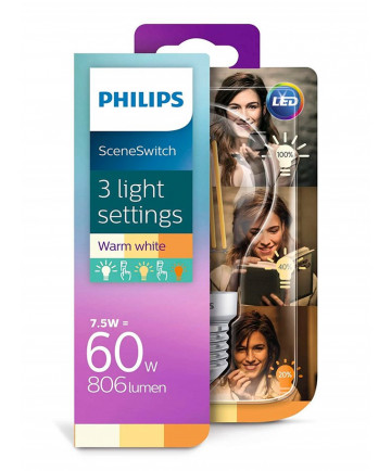 E27 - Philips LED Pære 7.5-3-1.6W - 806-320-150lm (Lyskilder)
