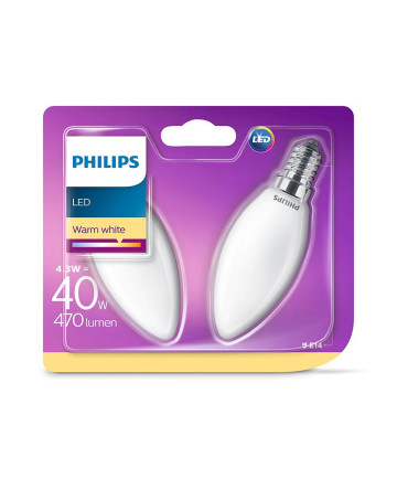 E14 - Philips LED Pære 4.3W - 470lm 2-pak (Lyskilder)