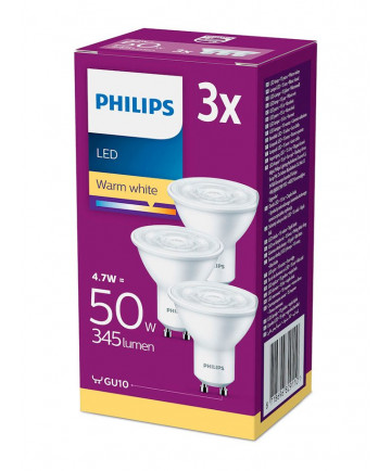 GU10 - Philips LED Spot 4.7W - 400lm 3-pak (Lyskilder)