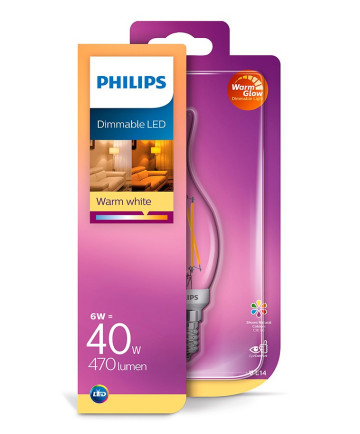 E14 - Philips LED Pære 6W - 470lm (Lyskilder)