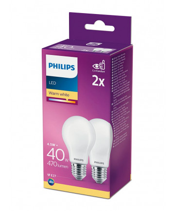 E27 - Philips LED Pære 4.5W - 470lm 2-pak (Lyskilder)