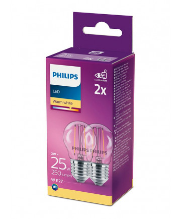 E27 - Philips LED Pære 2W - 250lm 2-pak (Lyskilder)
