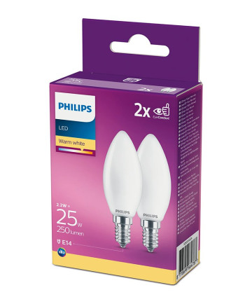 E14 - Philips LED Pære 2.2W - 250lm 2-pak (Lyskilder)