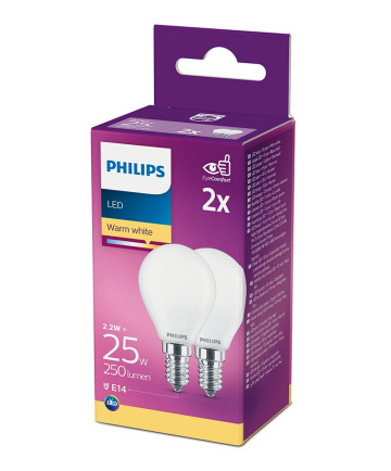 E14 - Philips LED Pære 2.2W - 250lm 2-pak (Lyskilder)
