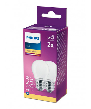 E27 - Philips LED Pære 2.2W - 250lm 2-pak (Lyskilder)