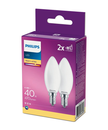 E14 - Philips LED Pære 4.3W - 470lm 2-pak (Lyskilder)