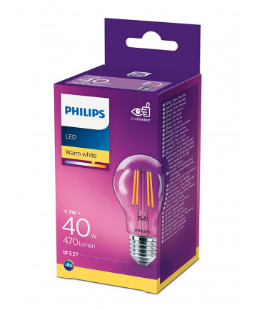 E27 - Philips LED Pære 4.3W - 470lm (Lyskilder)
