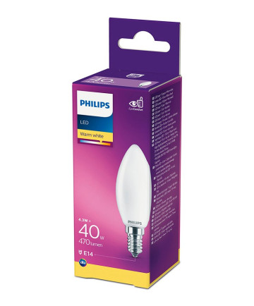 E14 - Philips LED Pære 4.3W - 470lm (Lyskilder)