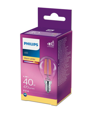 E14 - Philips LED Pære 4.3W - 470lm (Lyskilder)