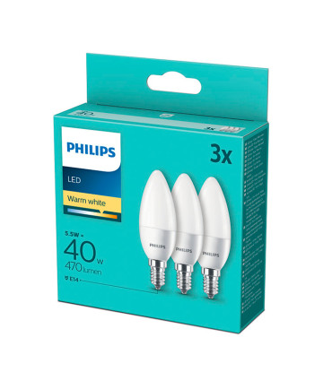 14 - Philips kerte LED Pære 5.5W - 470lm 3-pak