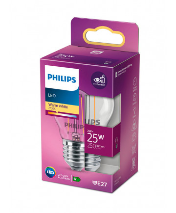 E27 - Philips LED Krone Pære - Klar - 2W - 250lm