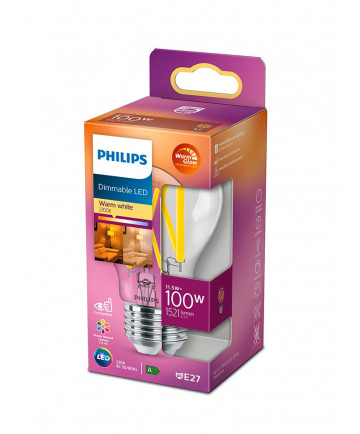 E27 - Philips LED Pære - Klar - 12W - 1521lm