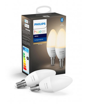 Philips Hue White LED pære - E14 Kerte 2-PACK - Bluetooth Smart Pære
