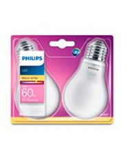 E27 - Philips LED Pære - Mat - 7W - 806lm  2-pak