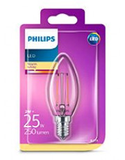 E14 - Philips LED Kerte Pære - Klar - 2W - 250lm 