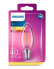 E14 - Philips LED Kerte Pære - Klar - 4.3W - 470lm 