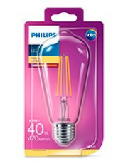 E27 - Philips LED Edison Pære 4.3W - 470lm 