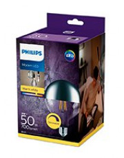 E27 - Philips Topforspejlet LED Globe Pære 7.2W - 650lm 