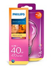 E27 - Philips Warm Glow LED Pære 6.7W - 470lm - CRI:90+
