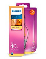 E14 - Philips Warm Glow LED Kerte Pære - Klar - 6W - 470lm - CRI:90+