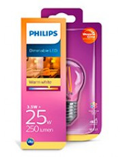 E27 - Philips Warm Glow LED Krone Pære - Klar - 3.5W - 250lm - CRI:90+