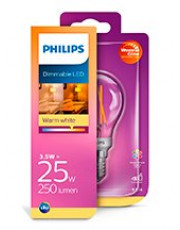 E14 - Philips Warm Glow LED Krone Pære - Klar - 2.6W - 230lm - CRI:90+