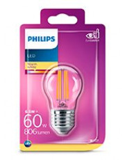 E27 - Philips LED Krone Pære - Klar - 6.5W - 806lm 