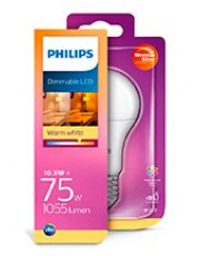 E27 - Philips Warm Glow LED Pære - Mat - 10.5W - 1055lm - CRI:90+