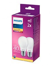 E27 - Philips LED Pære - Mat - 4.5W - 470lm  2-pak