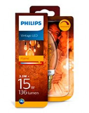 E14 - Philips Flame LED Kerte Pære 3.5W - 136lm 