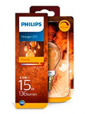 E14 - Philips Flame LED Krone Pære 3.5W - 136lm 