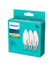 E14 - Philips LED Kerte Pære - Mat - 5.5W - 470lm  3-pak